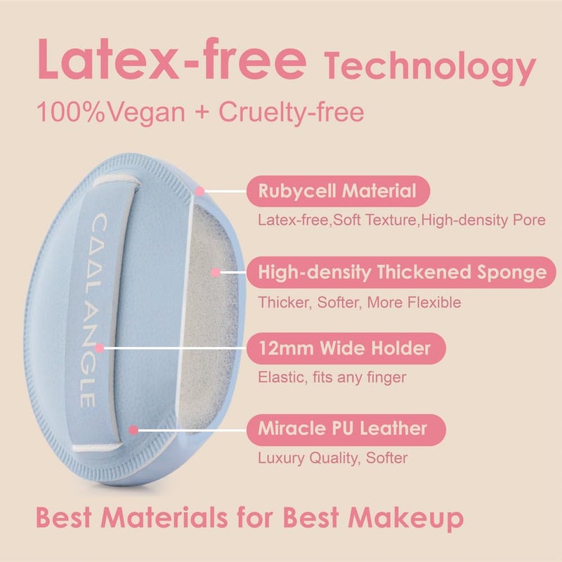 COOL-ANGLE 4Pcs Makeup Sponge Puff Latex-free Soft Beauty Sponge Perfect for Liquid Foundation Concealer Cream Powder, High-density and Flexible Blender Sponge, 4 Color Pack Blue Purple Pink Beige - Image 3